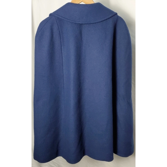 *RARE* Vintage 1970's Pendleton Navy Blue Virgin Wool Poncho Cape - Picture 3 of 8